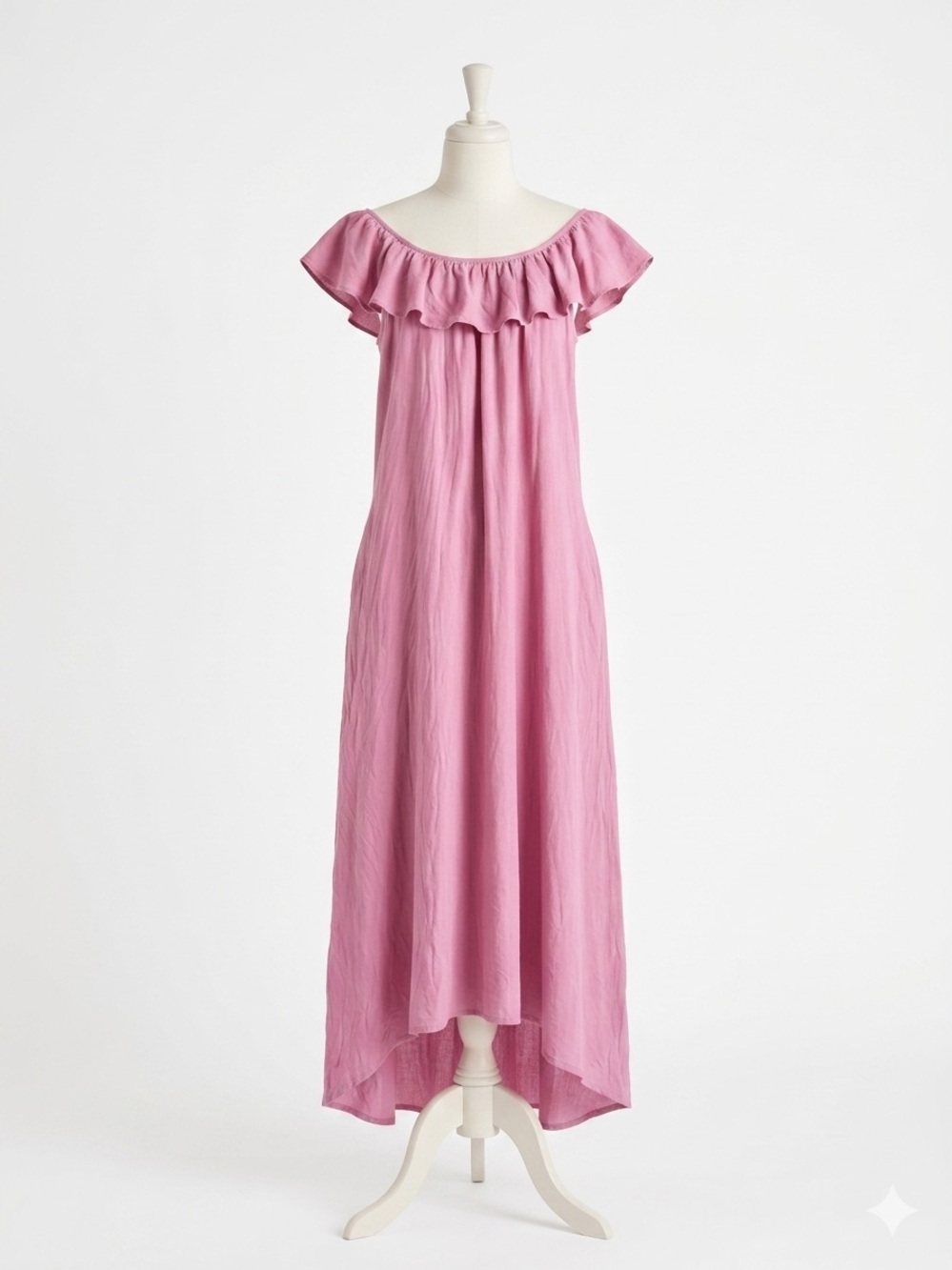 Pink Off-Shoulder Ruffle Maxi Dress